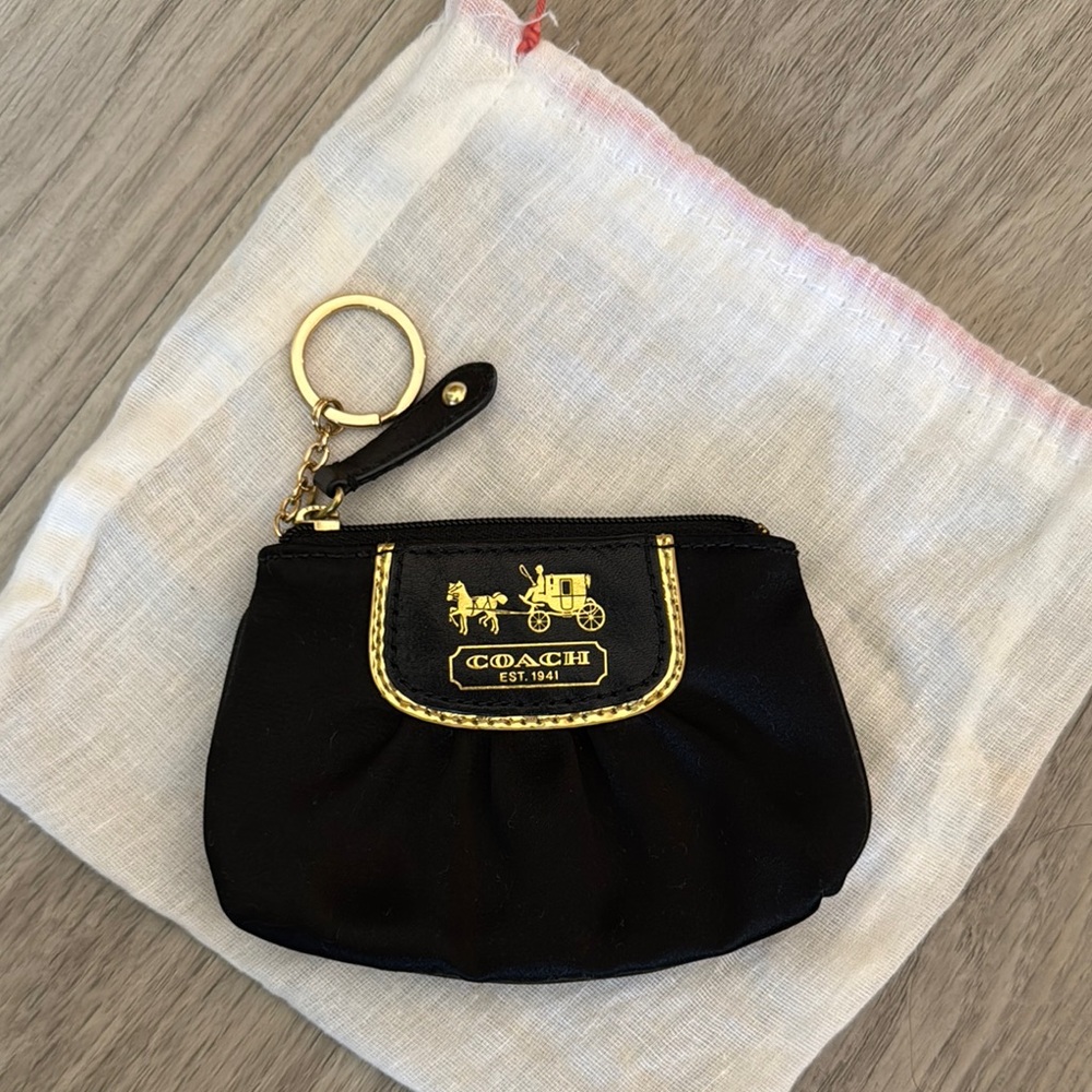 Coach Black and Gold Key Pouch